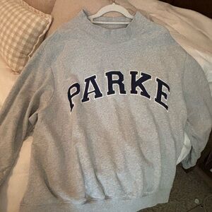 PARKE Mockneck Sweatshirt in Gray and Navy